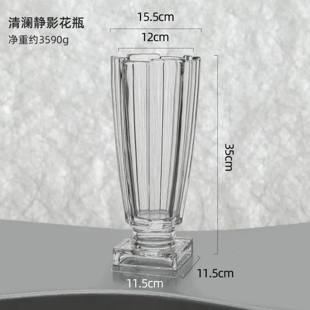 Great Wall Flower Vase with Base - Transparent